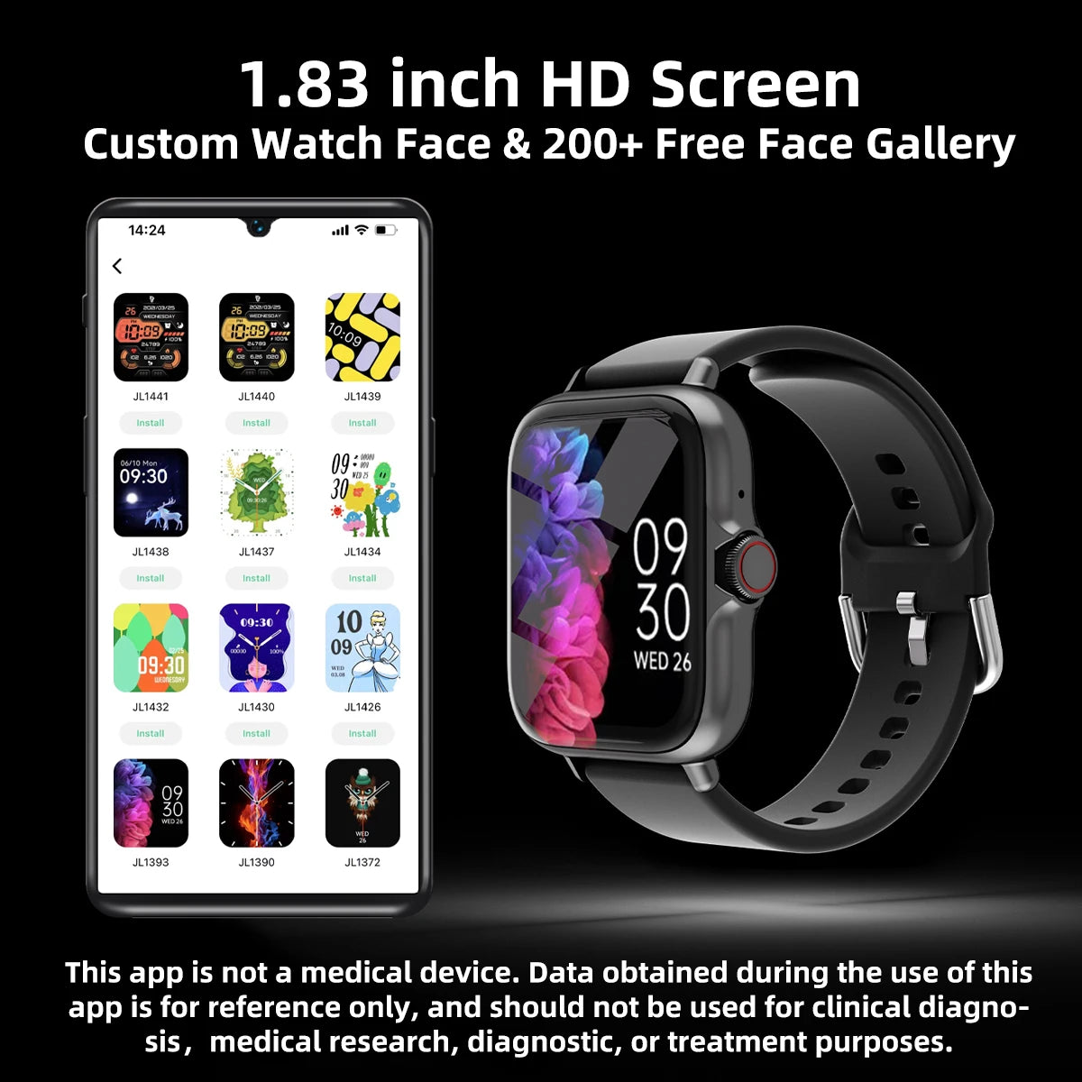 Waterproof Smart Watch1.83'' For iPhone/ Android