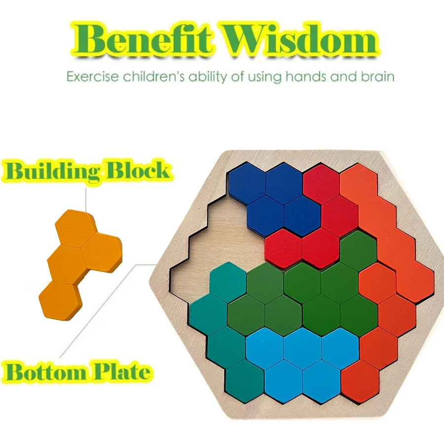 Wooden Tangram Jigsaw DIY Puzzle Kids Learning .