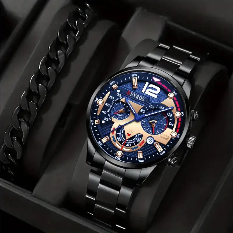 2pcs Luxury Mens Quartz Watch