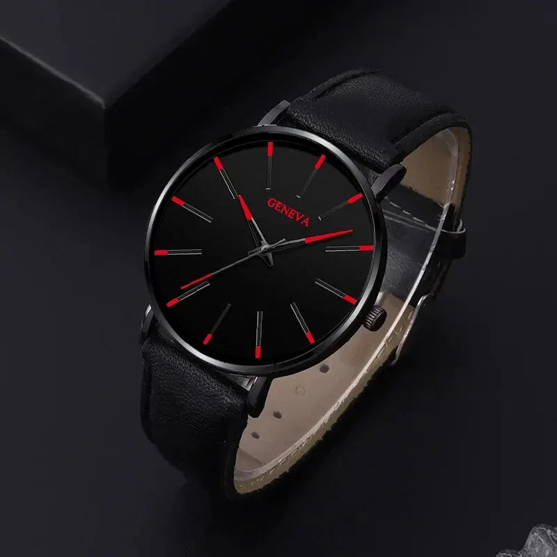 3pcs Set Fashion Mens Watches Luxury Casual Leather .