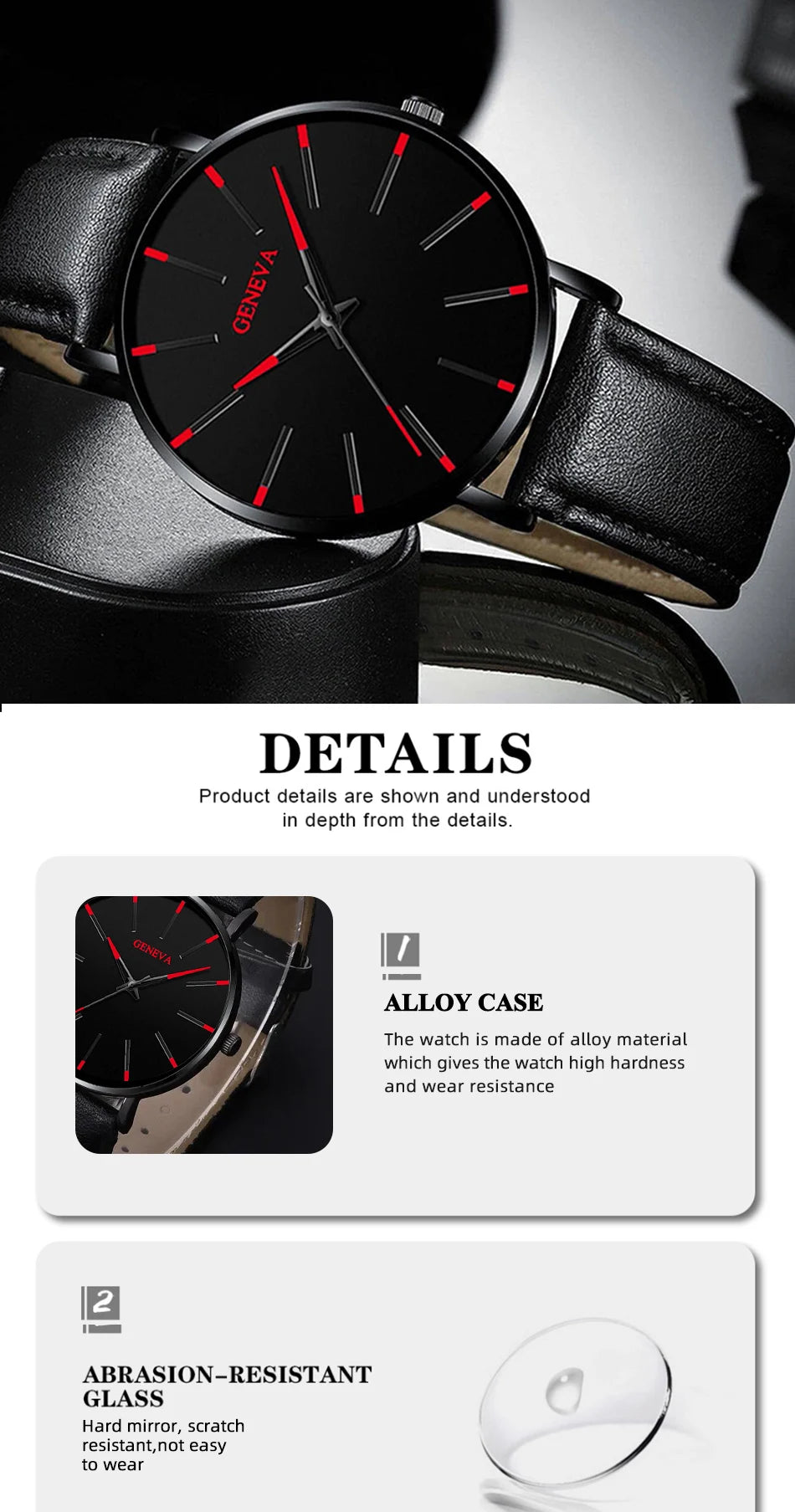 3pcs Set Fashion Mens Watches Luxury Casual Leather .