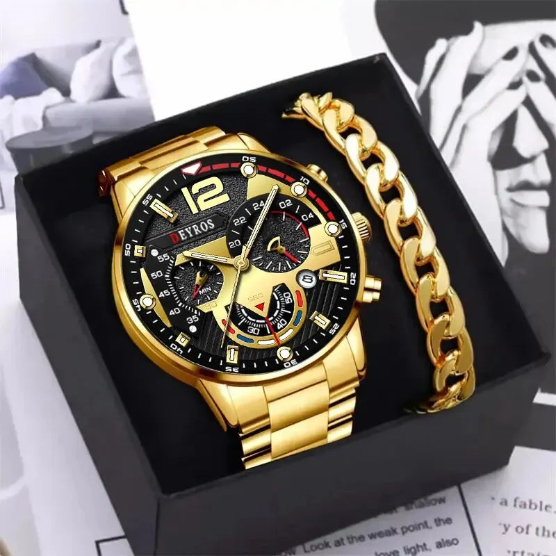 2pcs Luxury Mens Quartz Watch