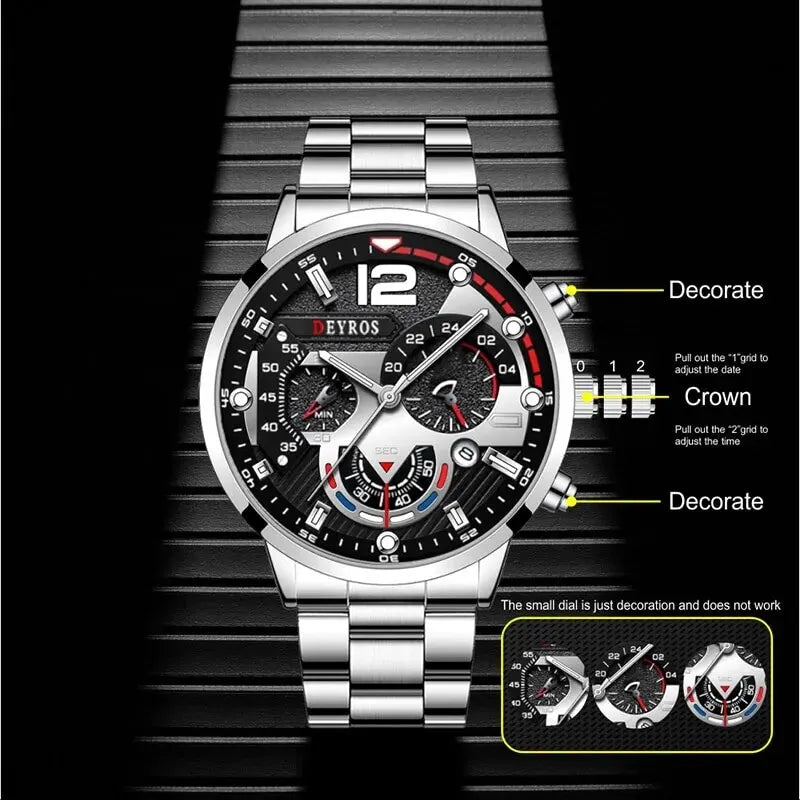 2pcs Luxury Mens Quartz Watch