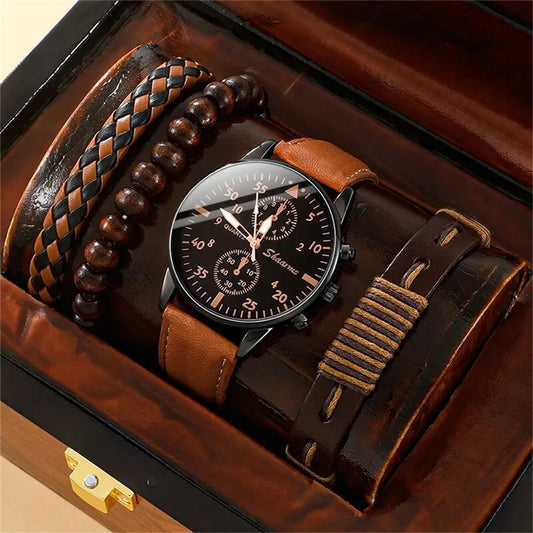 New Men Watch Luxury Bracelet Set Fashion .