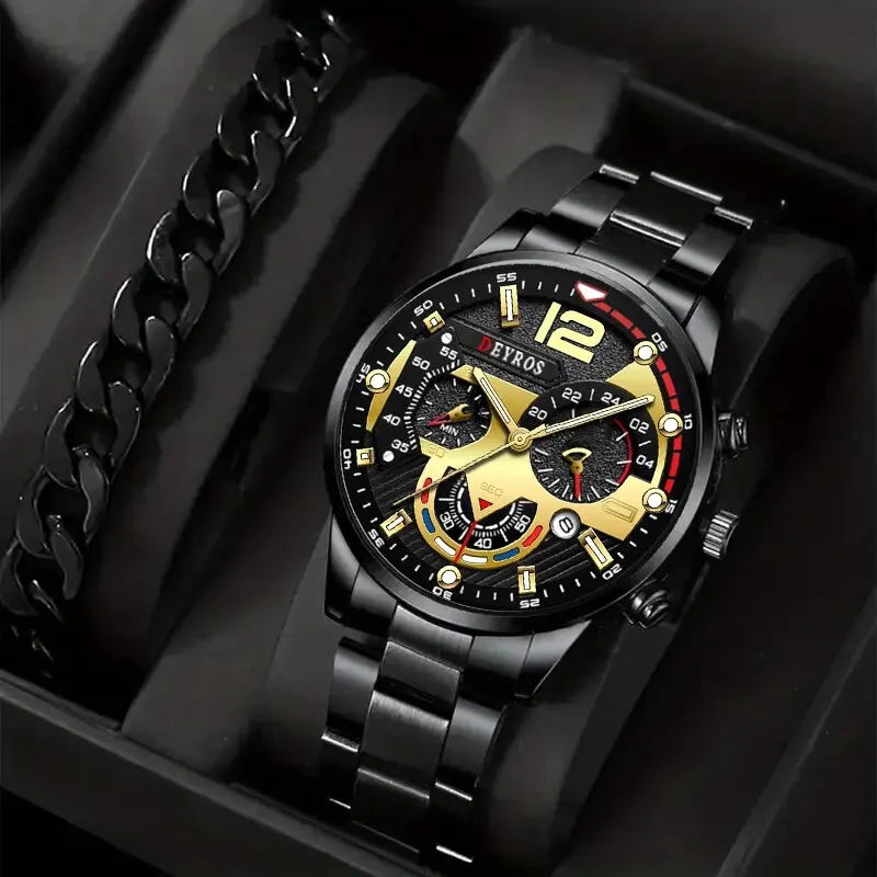 2pcs Luxury Mens Quartz Watch