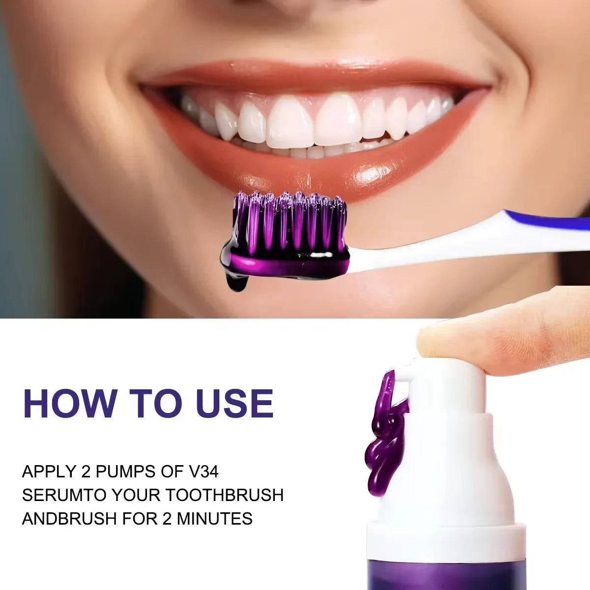 V34 Purple Teeth Whitening Toothpaste Remove Plaque