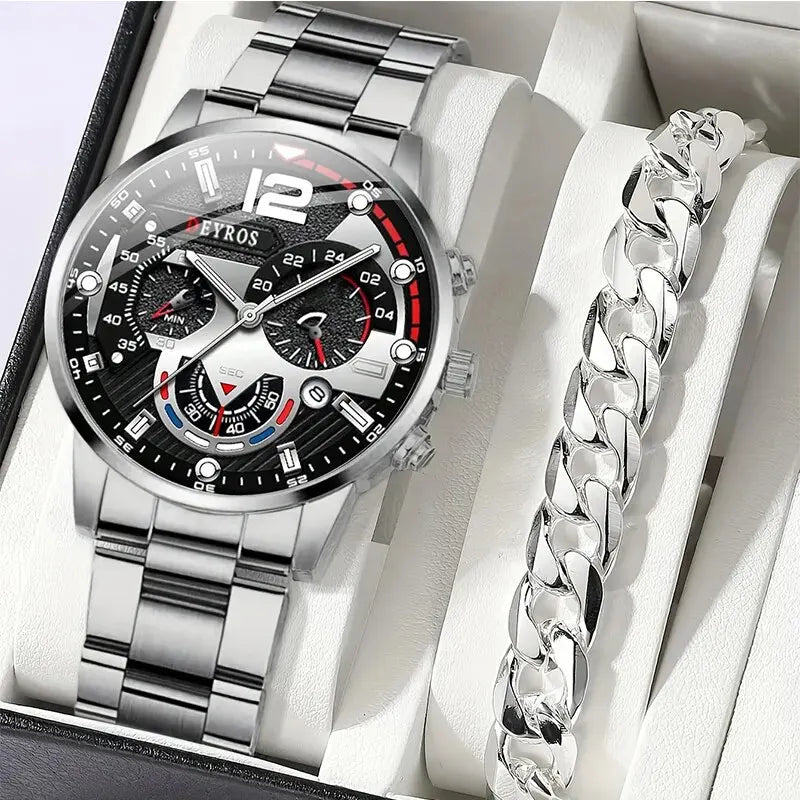 2pcs Luxury Mens Quartz Watch