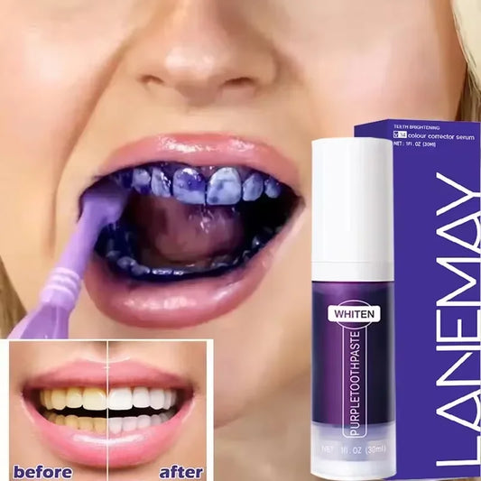 V34 Purple Teeth Whitening Toothpaste Remove Plaque