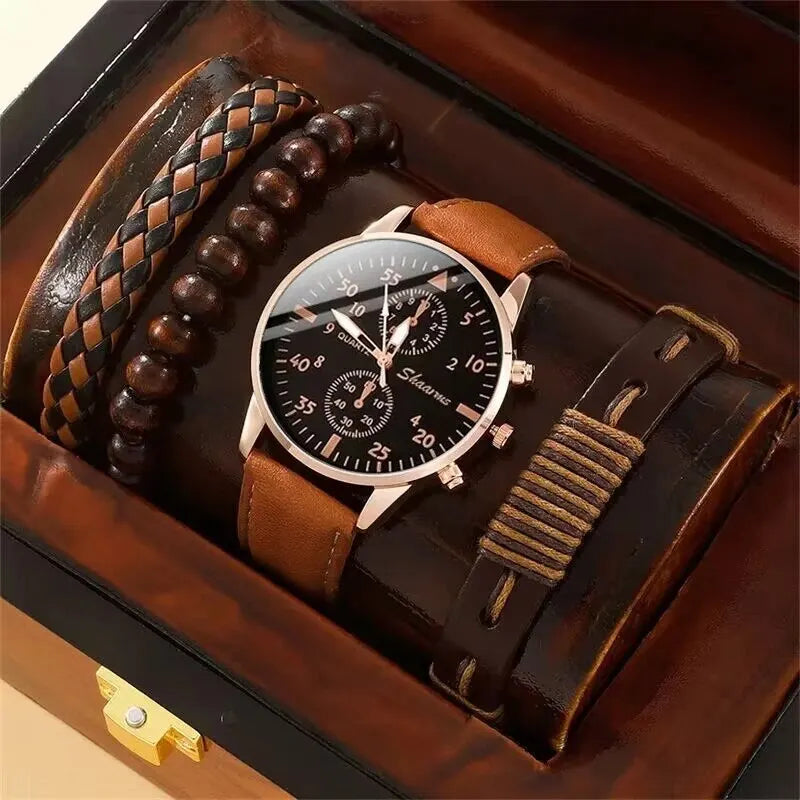 New Men Watch Luxury Bracelet Set Fashion .