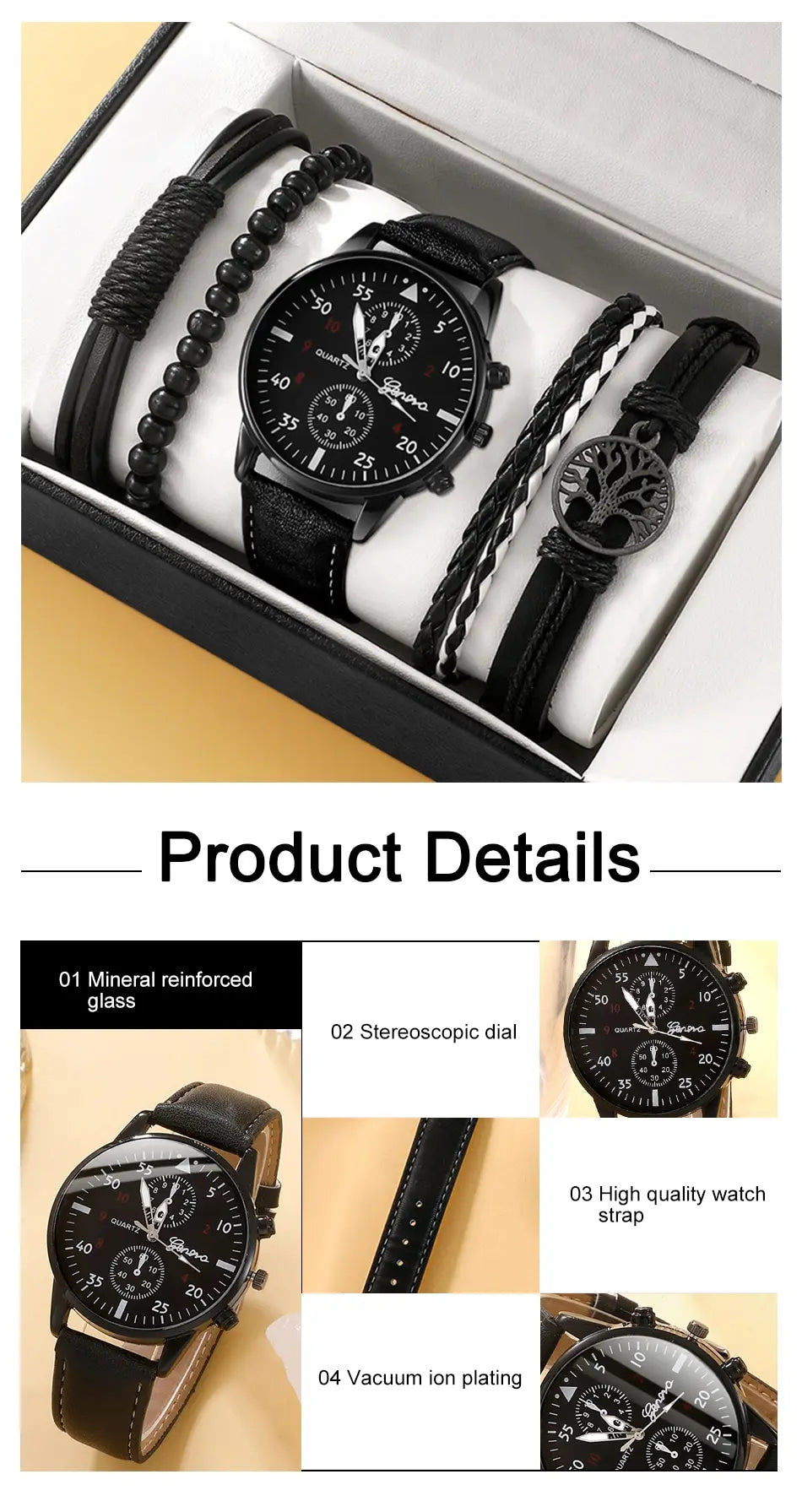 New Men Watch Luxury Bracelet Set Fashion .