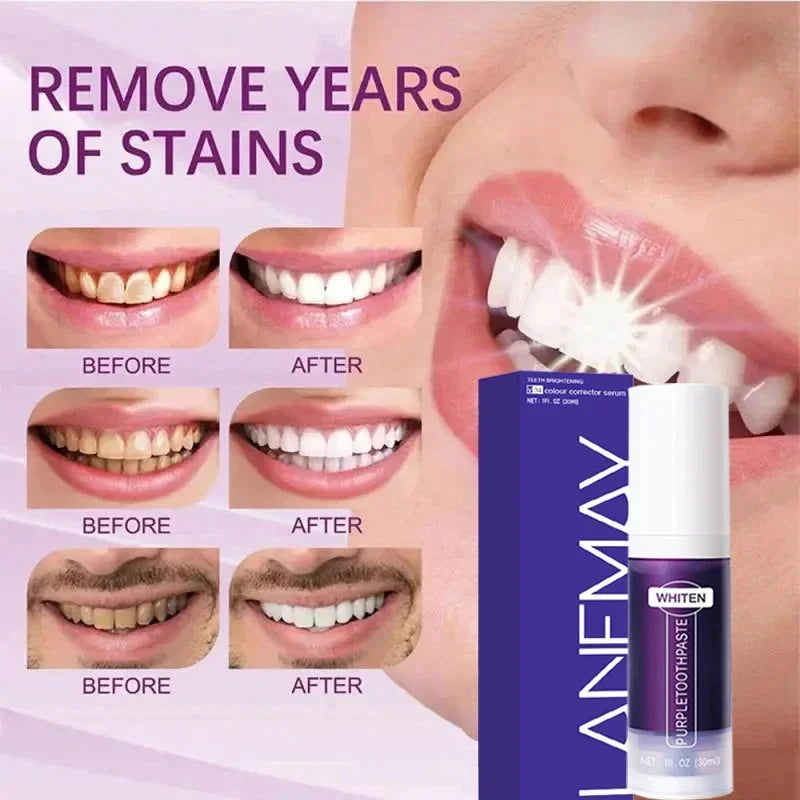 V34 Purple Teeth Whitening Toothpaste Remove Plaque