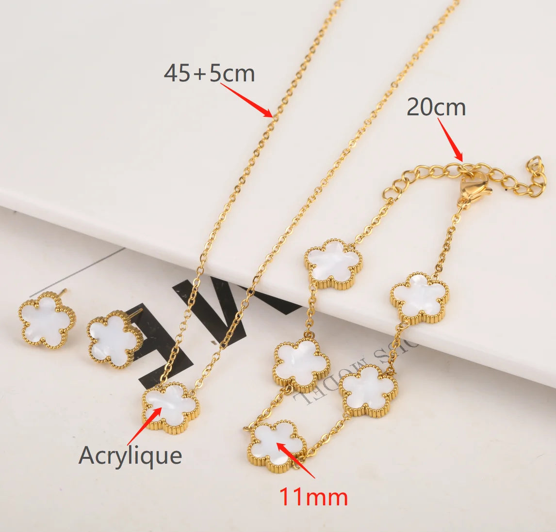 Gold Plated Stainless Steel 316L Plant Flower Bracelet