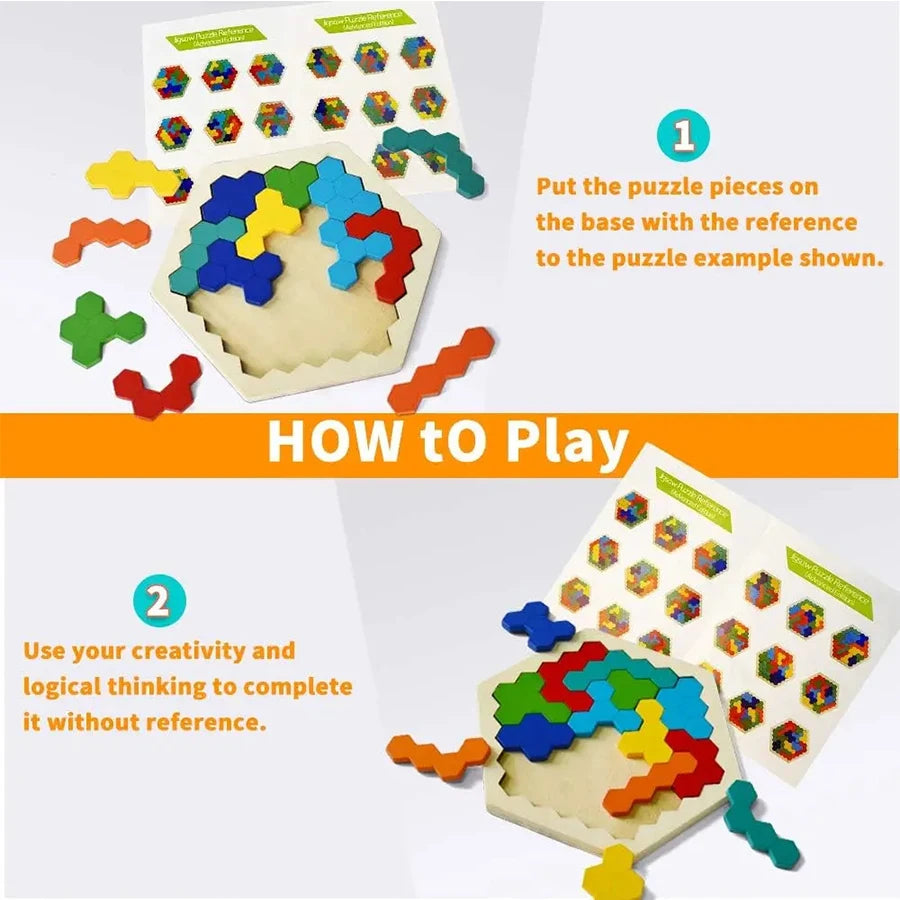 Wooden Tangram Jigsaw DIY Puzzle Kids Learning .