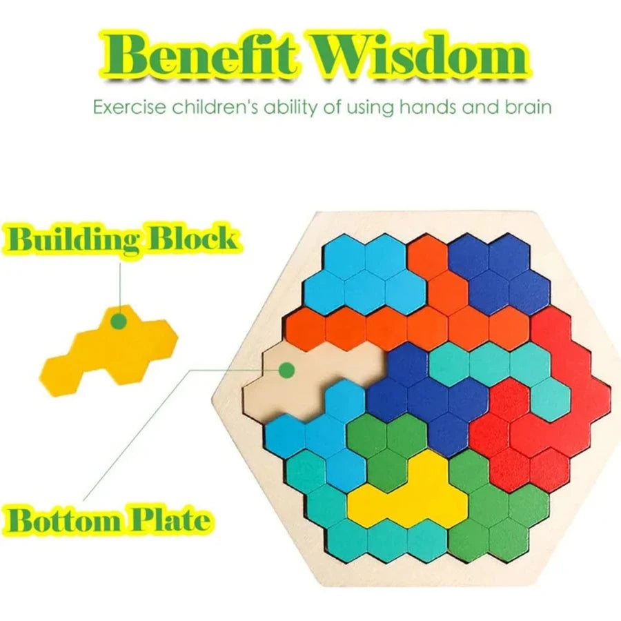 Wooden Tangram Jigsaw DIY Puzzle Kids Learning .